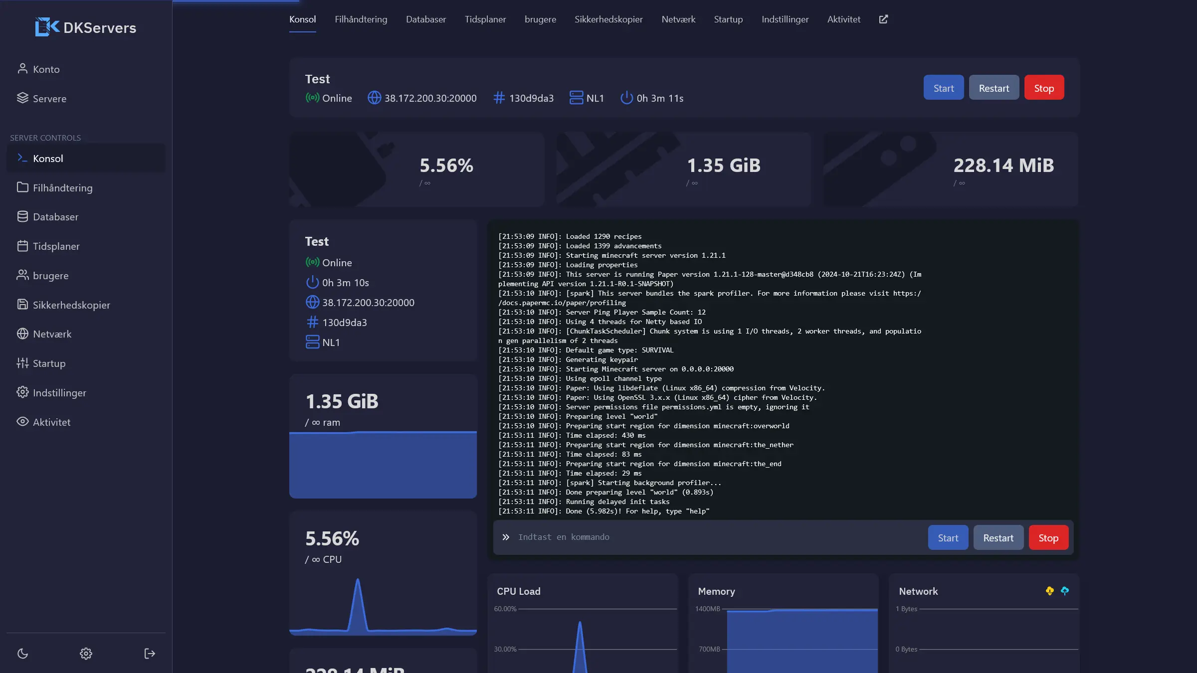 DKServers game hosting panel